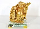 Phật di lạc vàng vác xâu tiền vàng đế thủy tinh G142A